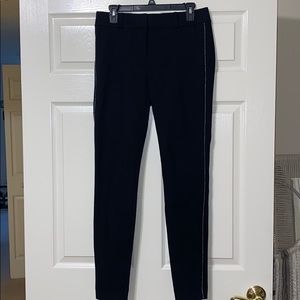 Loft Black Skinny Dress Pants with Silver Stripe